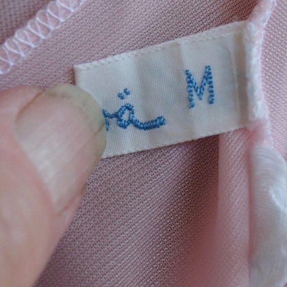 vtg 60s KOMA Pink Nylon Chiffon Babydoll Short Empire Chemise Nightgown Lace M - Picture 10 of 11